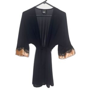 Seductive Wear by Cinema Etoile Black Gold Robe Size Small